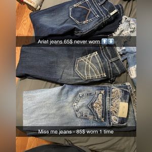 New, not used blue Jean pants, miss me / ariat jeans size 27